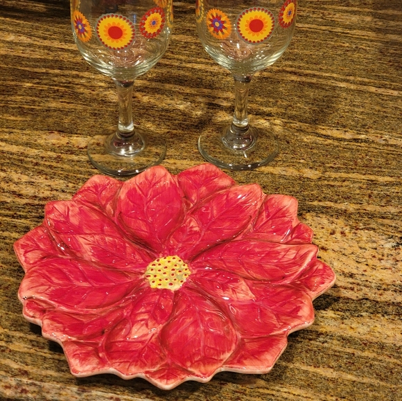 Certified International Other - Botanical Plate and Two Mandela Pattern Design Goblets